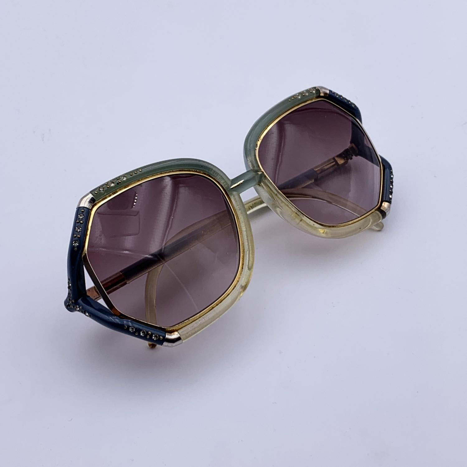 Gris Ted Lapidus - Lunettes de soleil vintage bicolores TL10 à strass 56/10 140 mm en vente