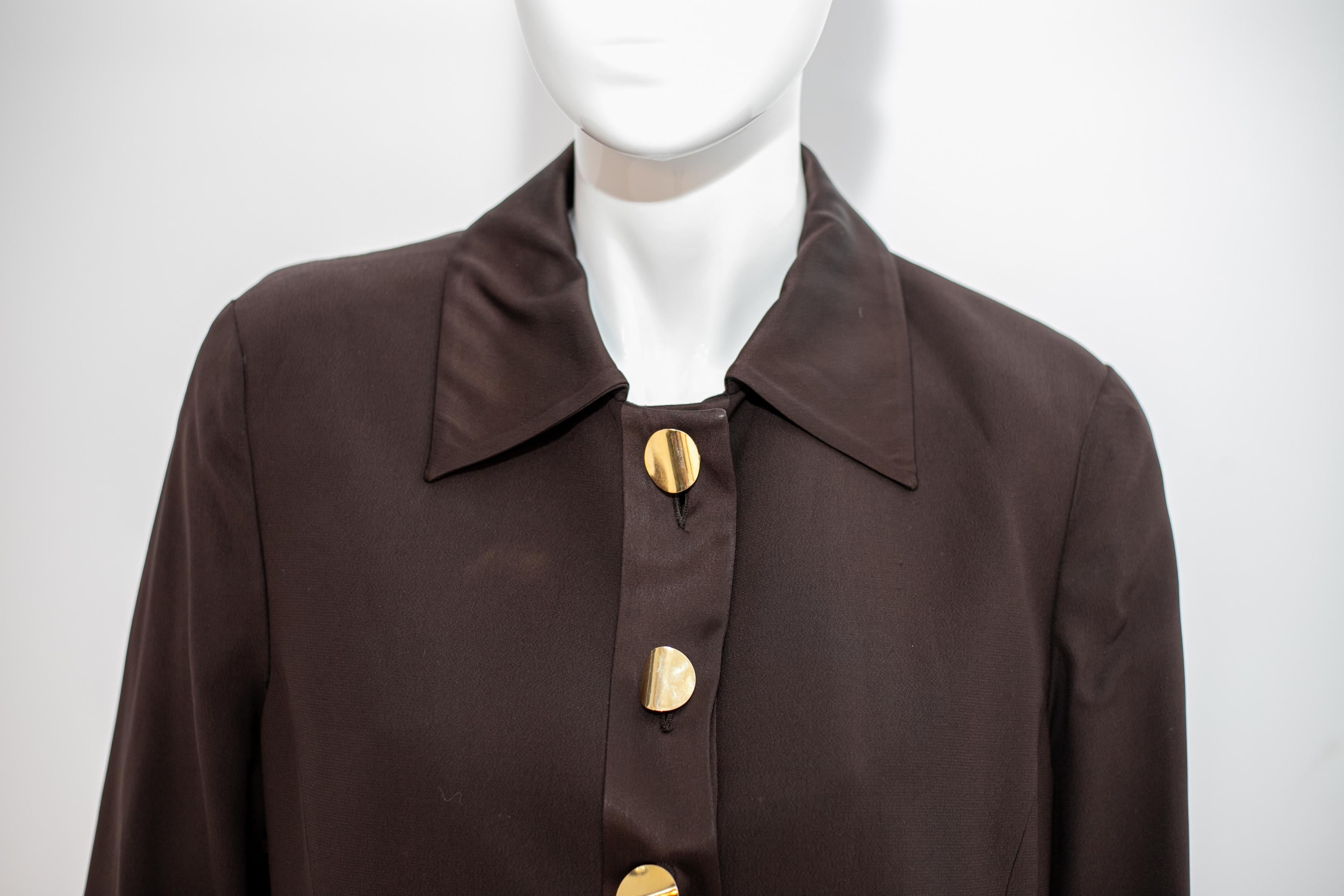 Black Ted Lapidus Vintage Brown and Gold Jacket with Lace For Sale