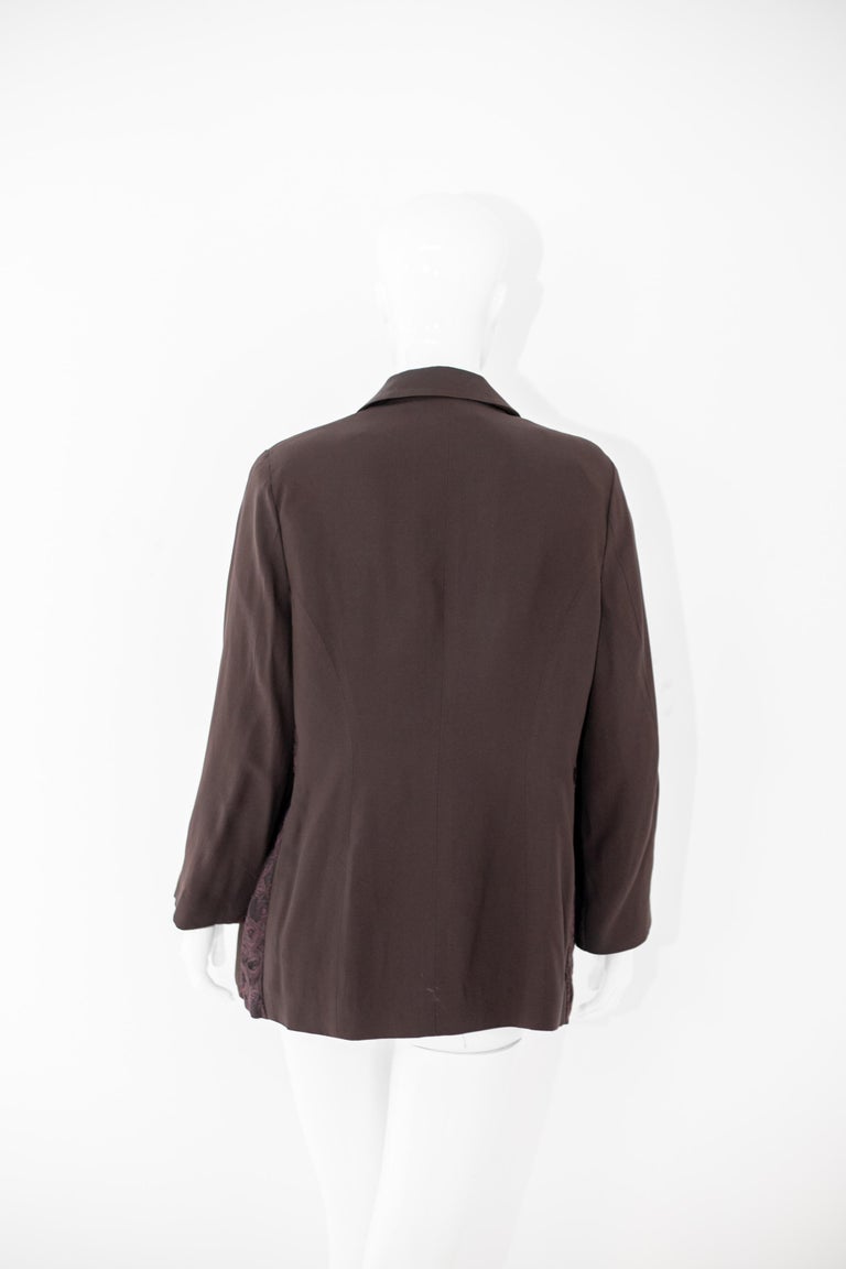 Ted Lapidus Vintage Brown and Gold Jacket with Lace For Sale at 1stDibs