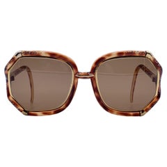 Ted Lapidus Vintage Brown TL1002 Rhinestones Oversize Sunglasses