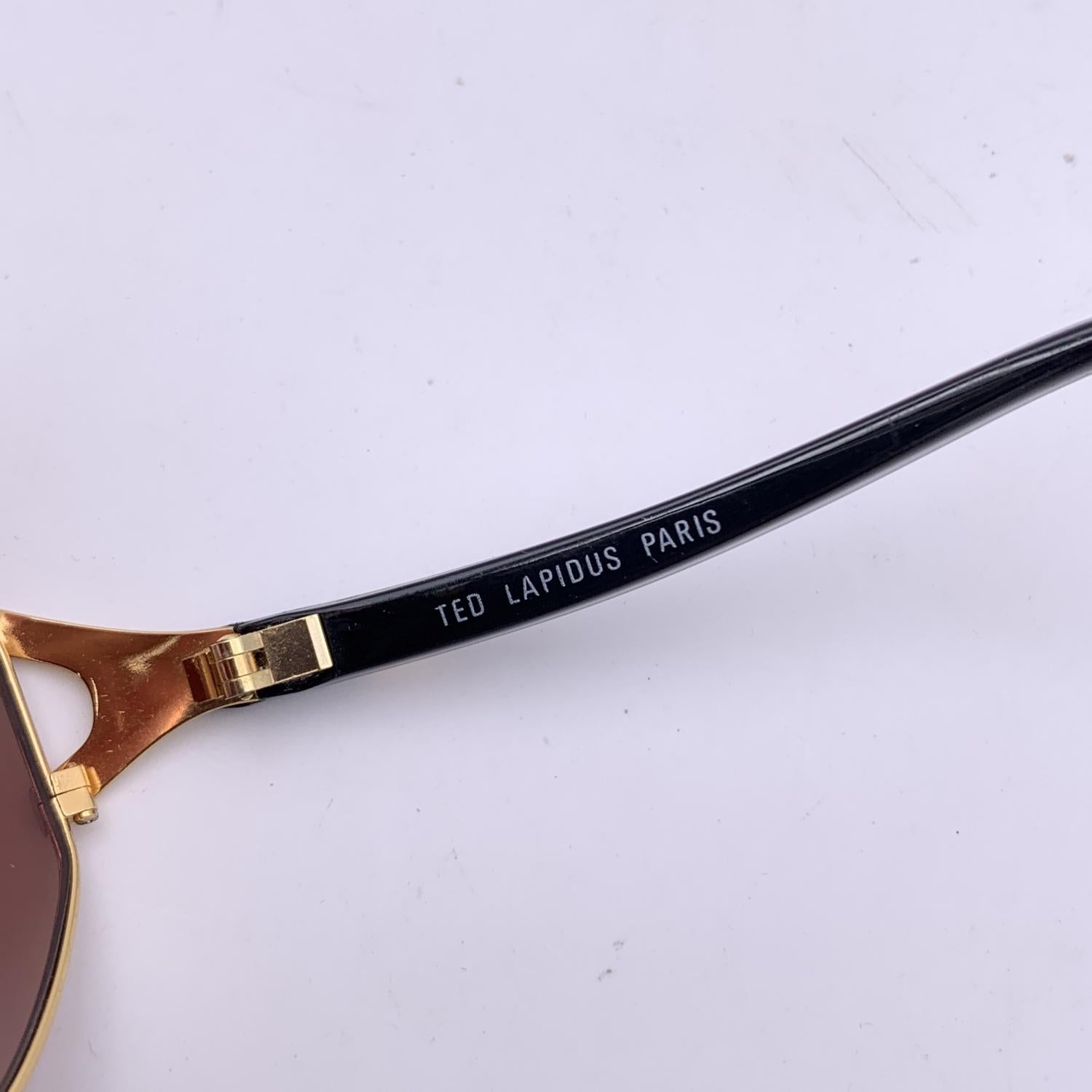 Brown Ted Lapidus Vintage Gold Metal Mint Sunglasses TL 3301 with Crystals