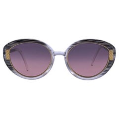 Ted Lapidus Vintage Grey Gradient B10 Oval Sunglasses 140 mm