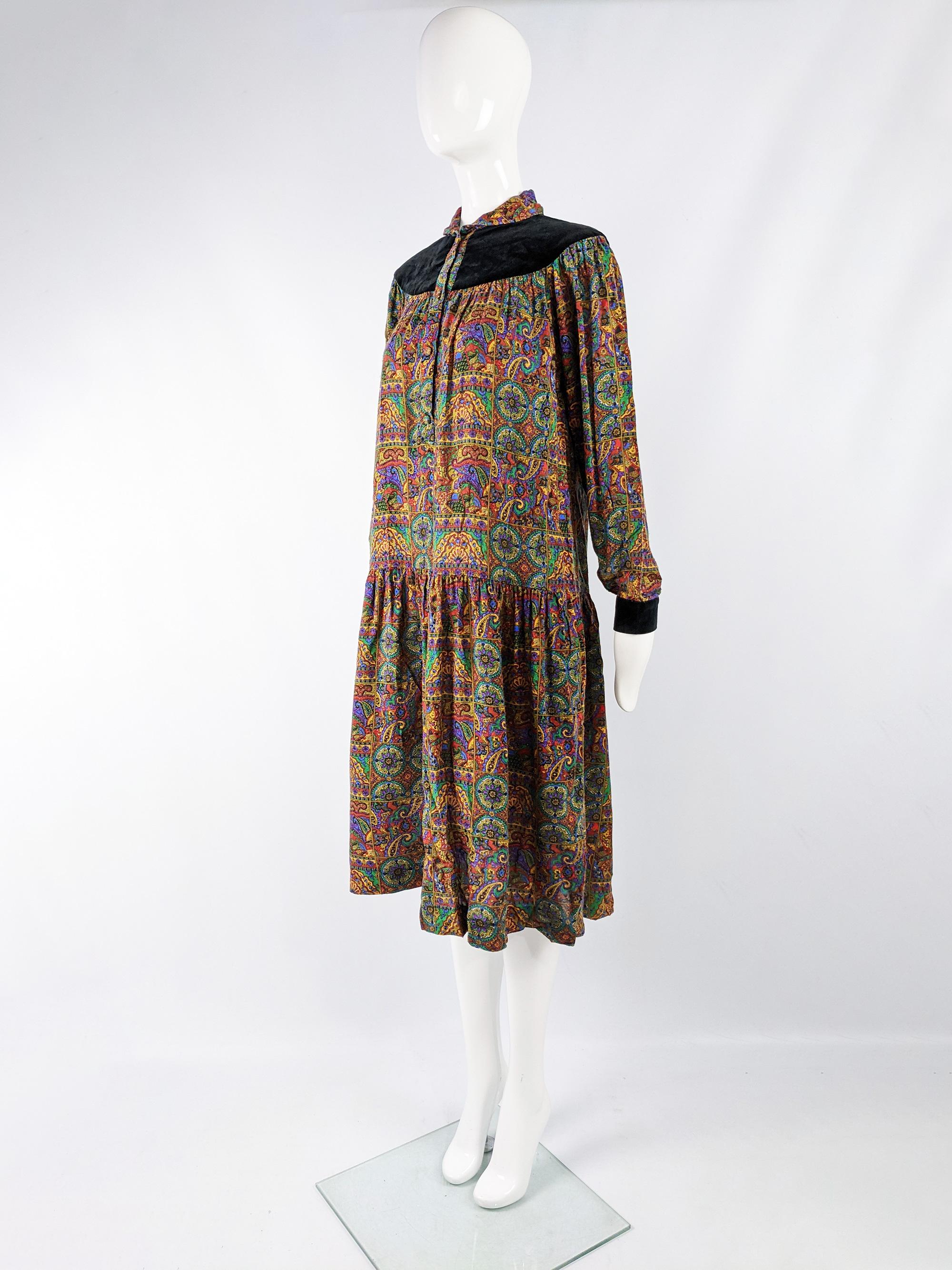 Ted Lapidus Vintage Paisley Oversized Smock Dress, 1970s In Good Condition In Doncaster, South Yorkshire