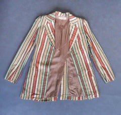 Ted Lapidus Vintage Raw Silk Striped Jacket Circa 1975 Size 40 France
