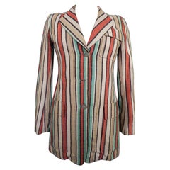 Ted Lapidus Vintage Raw Silk Striped Jacket Circa 1975 Size 40 France