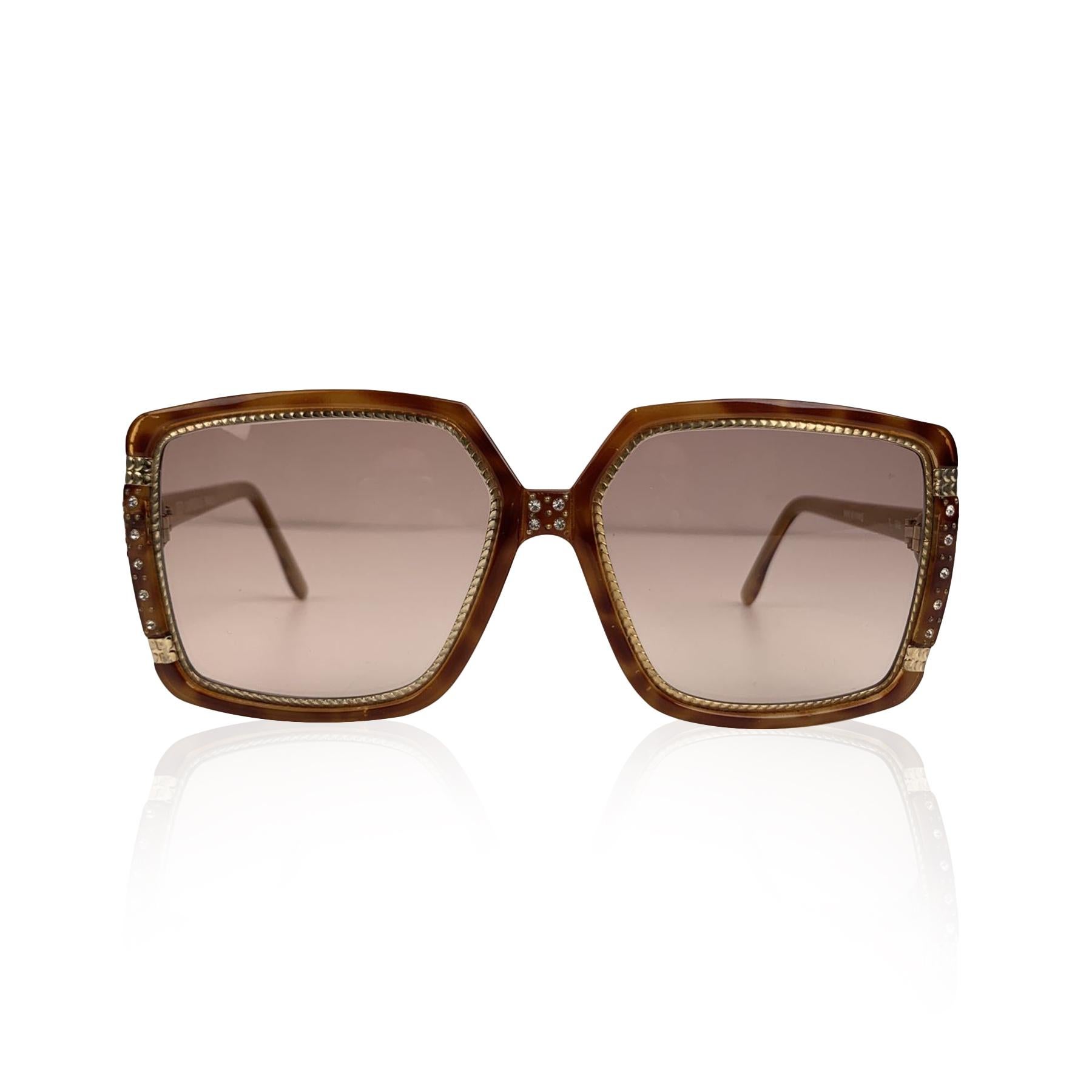 Brown Ted Lapidus Vintage TL 1502 Sunglasses Crystals 58-14 130mm