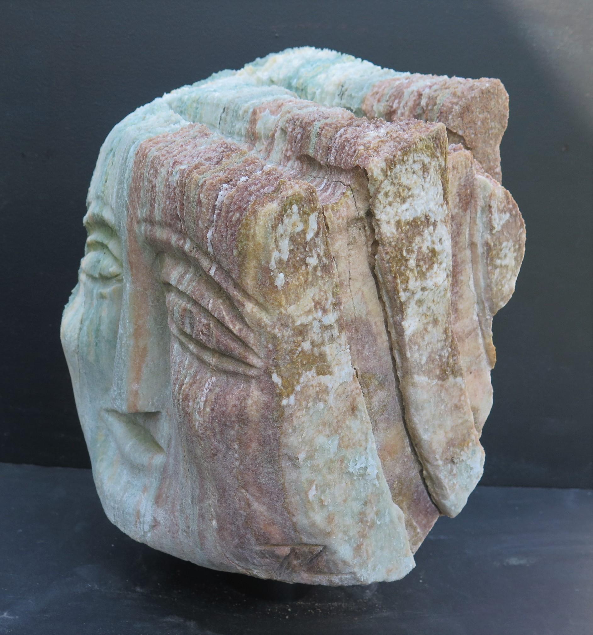 American Ted Ludwiczak Banded Stone Head For Sale