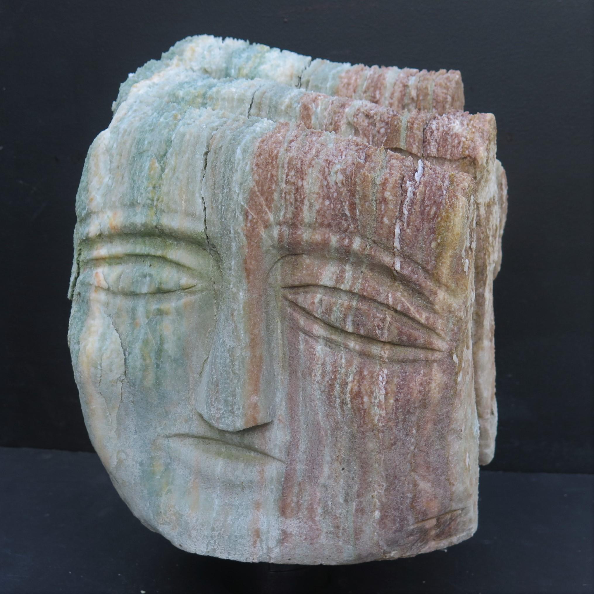 Contemporary Ted Ludwiczak Banded Stone Head For Sale