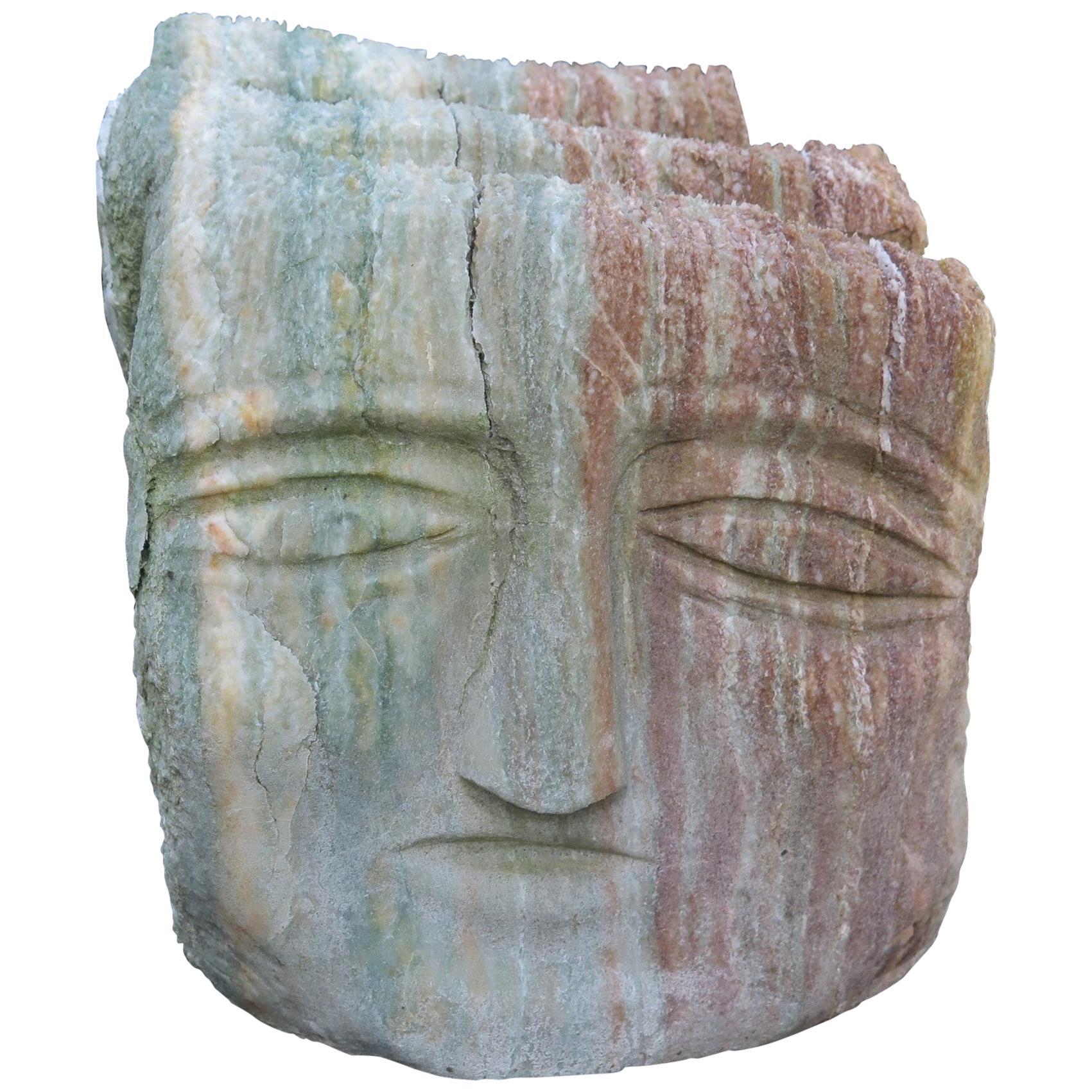 Ted Ludwiczak Banded Stone Head For Sale