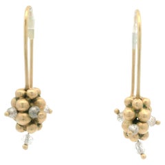 Ted Muehling 14k Yellow Gold Round Briolette Diamond Small Raspberry Earrings