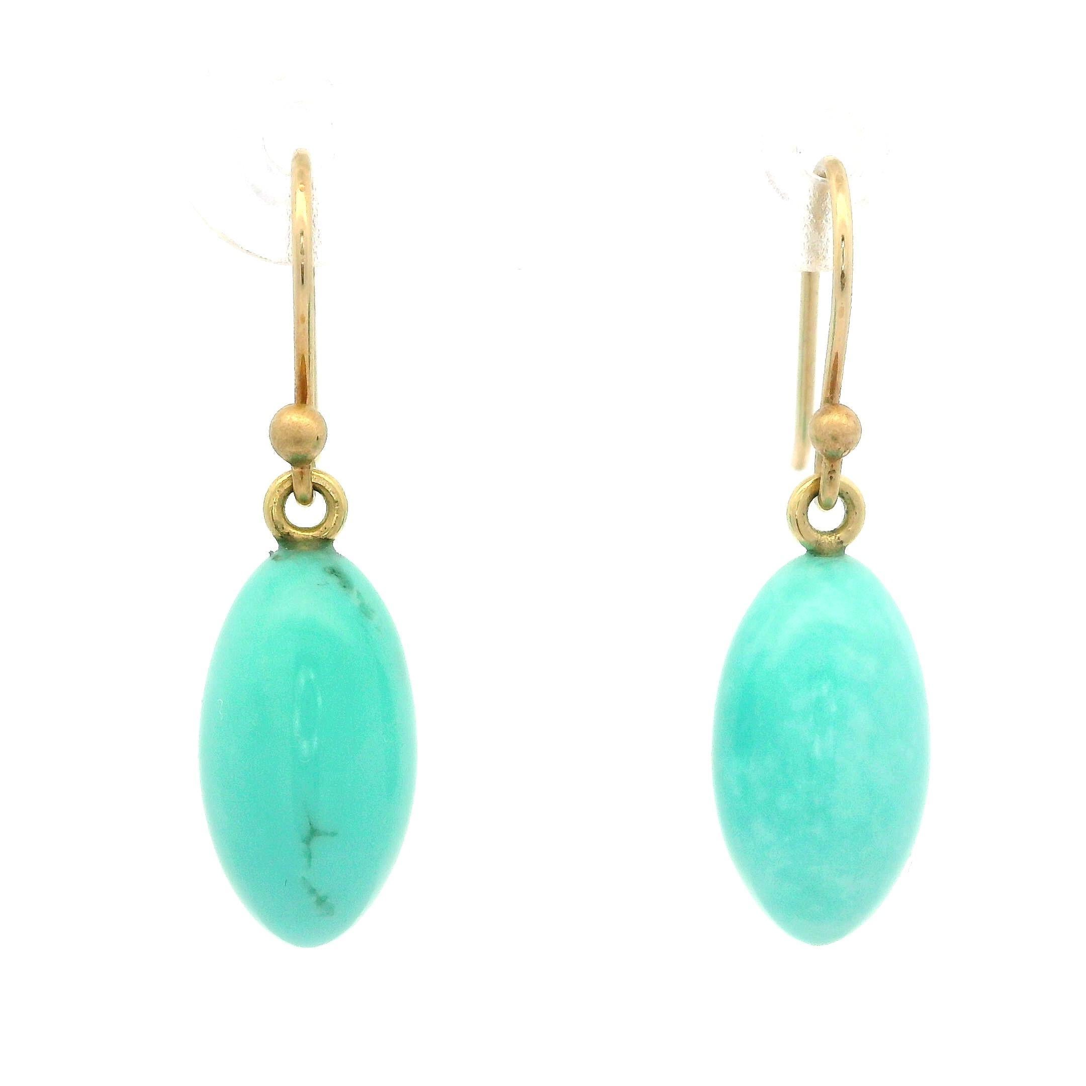 Ted Muehling 14k Yellow Gold Sleeping Beauty Turquoise Drop Hook Earrings 5