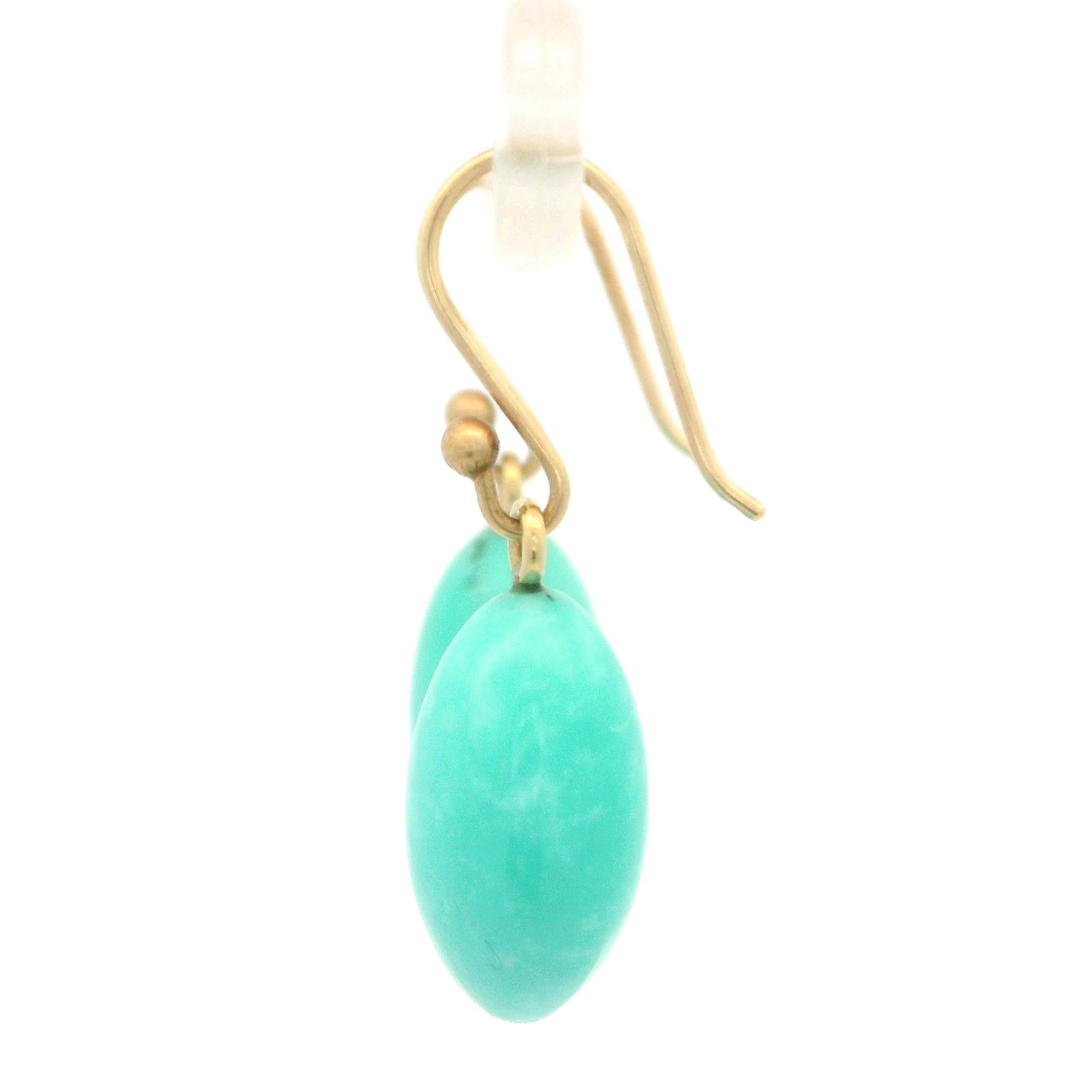 Pear Cut Ted Muehling 14k Yellow Gold Sleeping Beauty Turquoise Drop Hook Earrings
