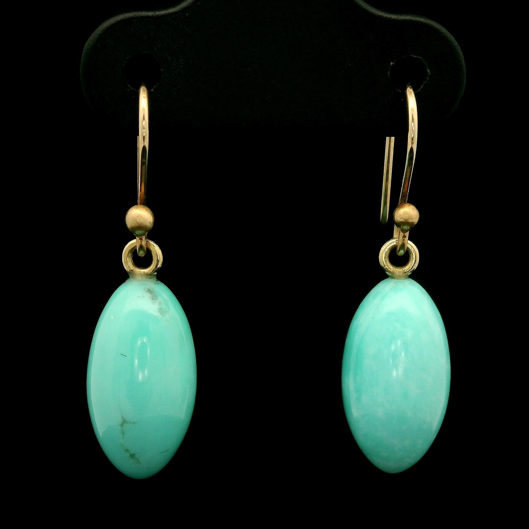 Women's Ted Muehling 14k Yellow Gold Sleeping Beauty Turquoise Drop Hook Earrings