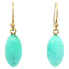 Ted Muehling 14k Yellow Gold Sleeping Beauty Turquoise Drop Hook Earrings