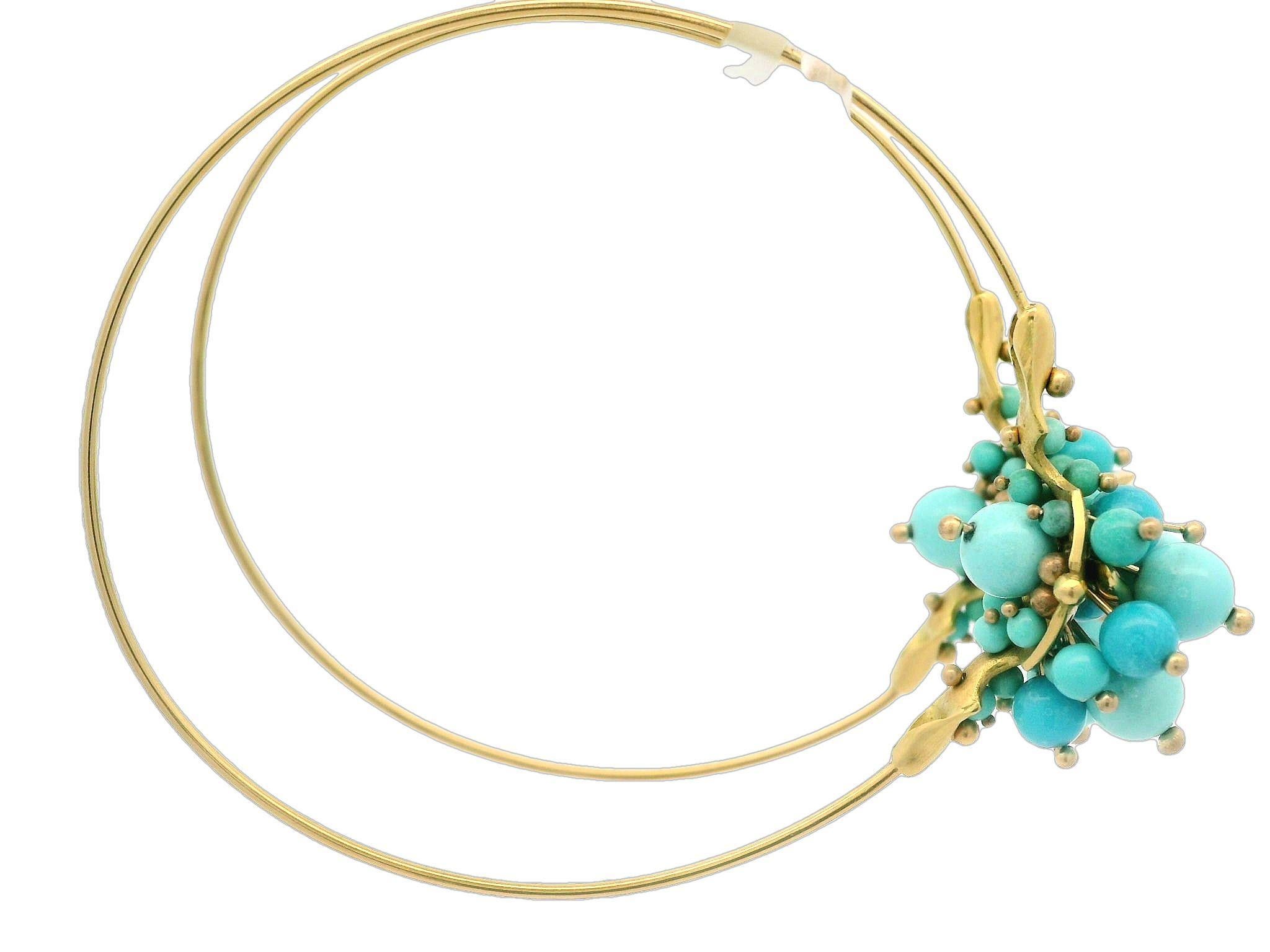 Ted Muehling 18k Gold Sleeping Beauty Turquoise Large Cluster Hoop Earrings 9