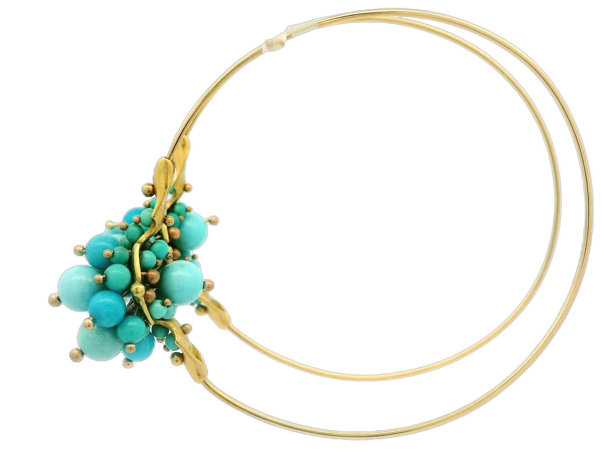 Ted Muehling 18k Gold Sleeping Beauty Turquoise Large Cluster Hoop Earrings 4