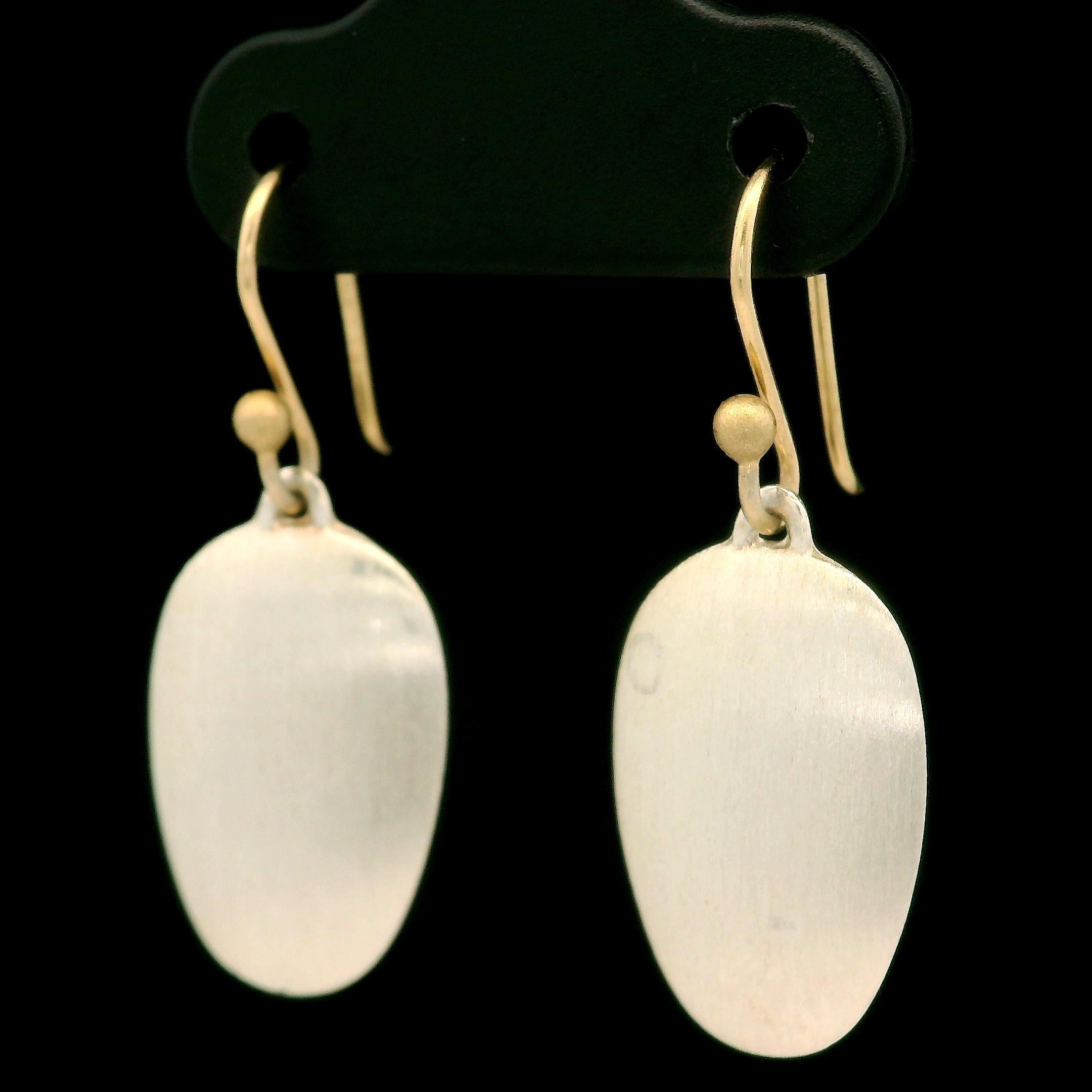 Ted Muehling Silver & 14k Yellow Gold Brushed Finish Dangle Hook Earrings 1