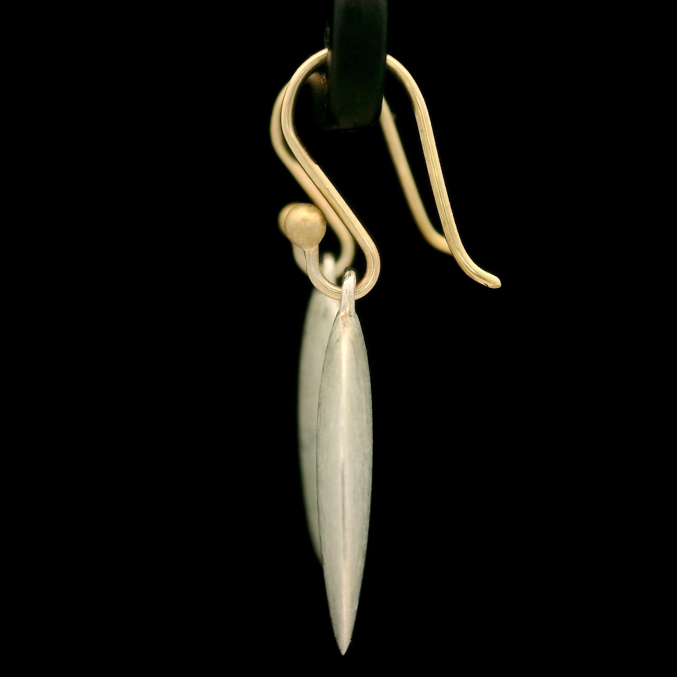 Ted Muehling Silver & 14k Yellow Gold Brushed Finish Dangle Hook Earrings 2