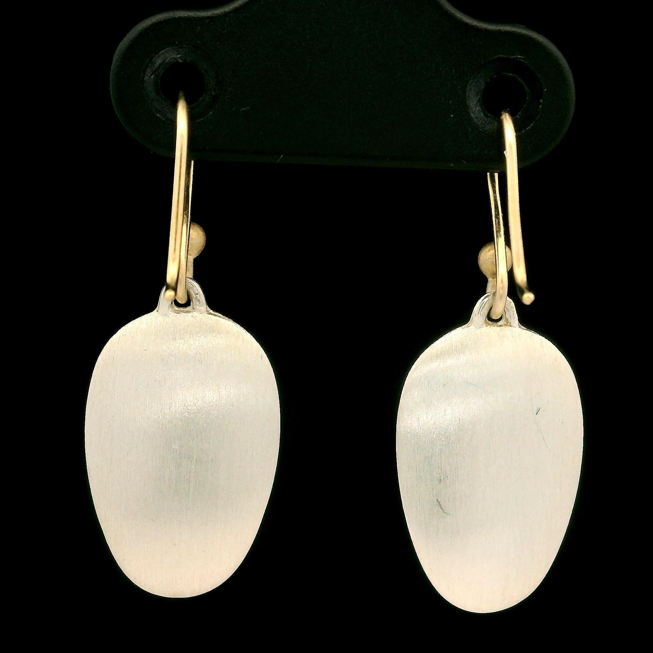 Ted Muehling Silver & 14k Yellow Gold Brushed Finish Dangle Hook Earrings 3