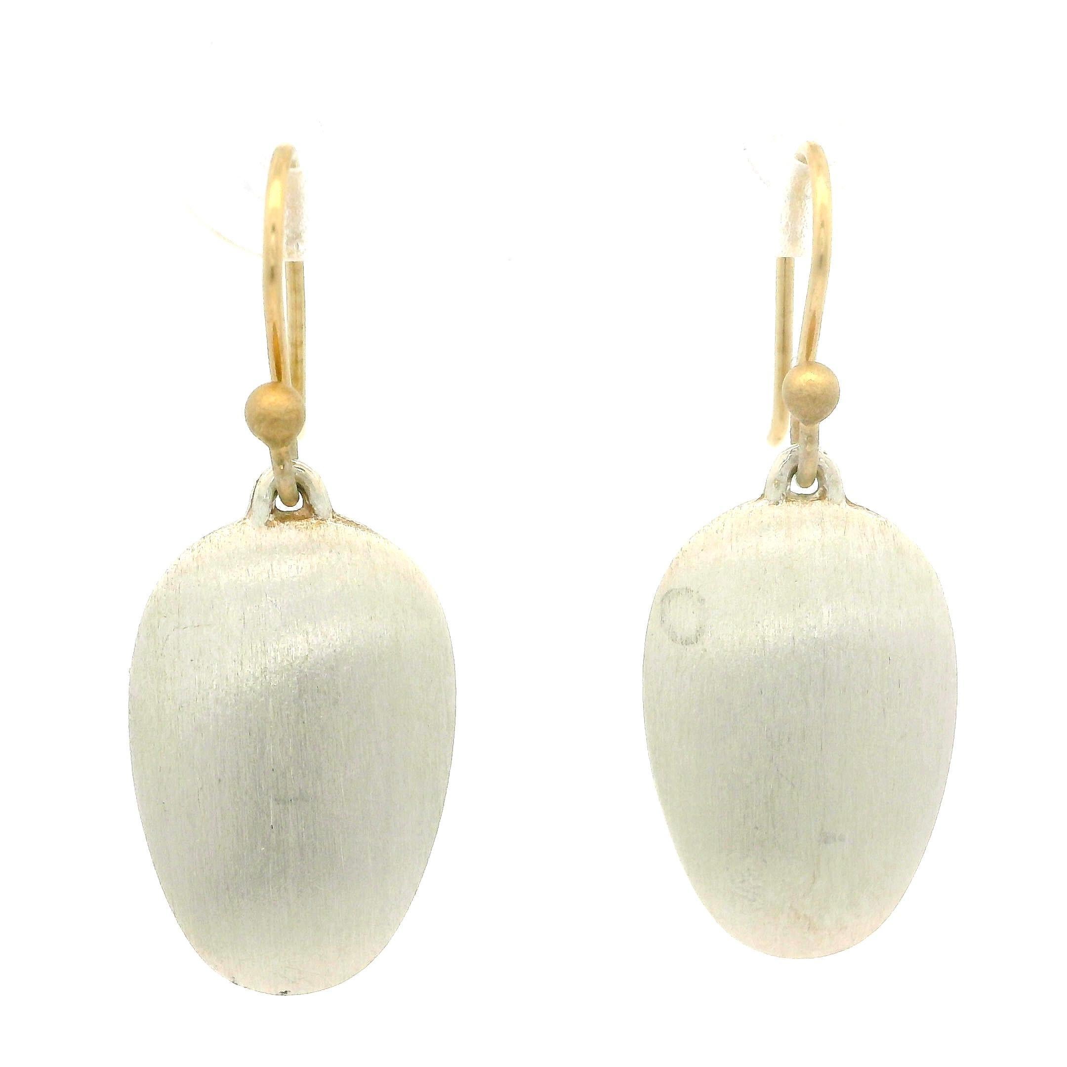 Ted Muehling Silver & 14k Yellow Gold Brushed Finish Dangle Hook Earrings 4