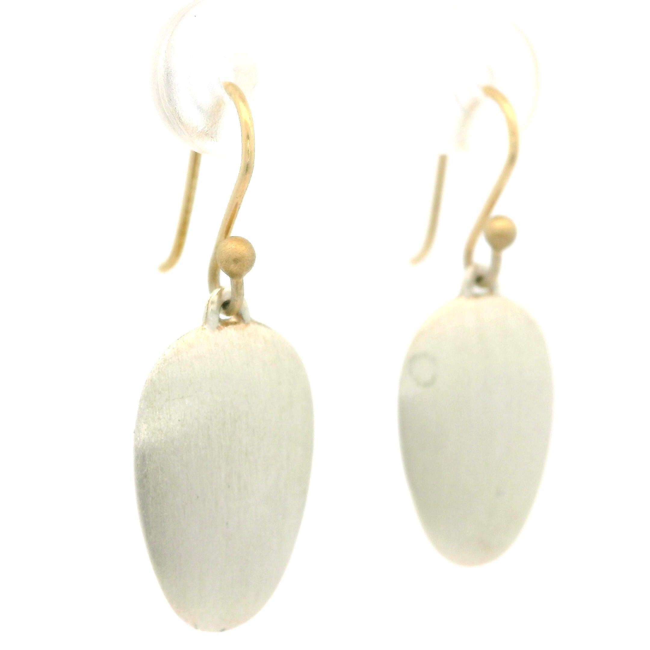 Ted Muehling Silver & 14k Yellow Gold Brushed Finish Dangle Hook Earrings 5