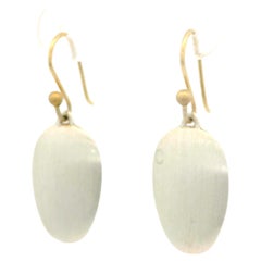 Ted Muehling Silver & 14k Yellow Gold Brushed Finish Dangle Hook Earrings