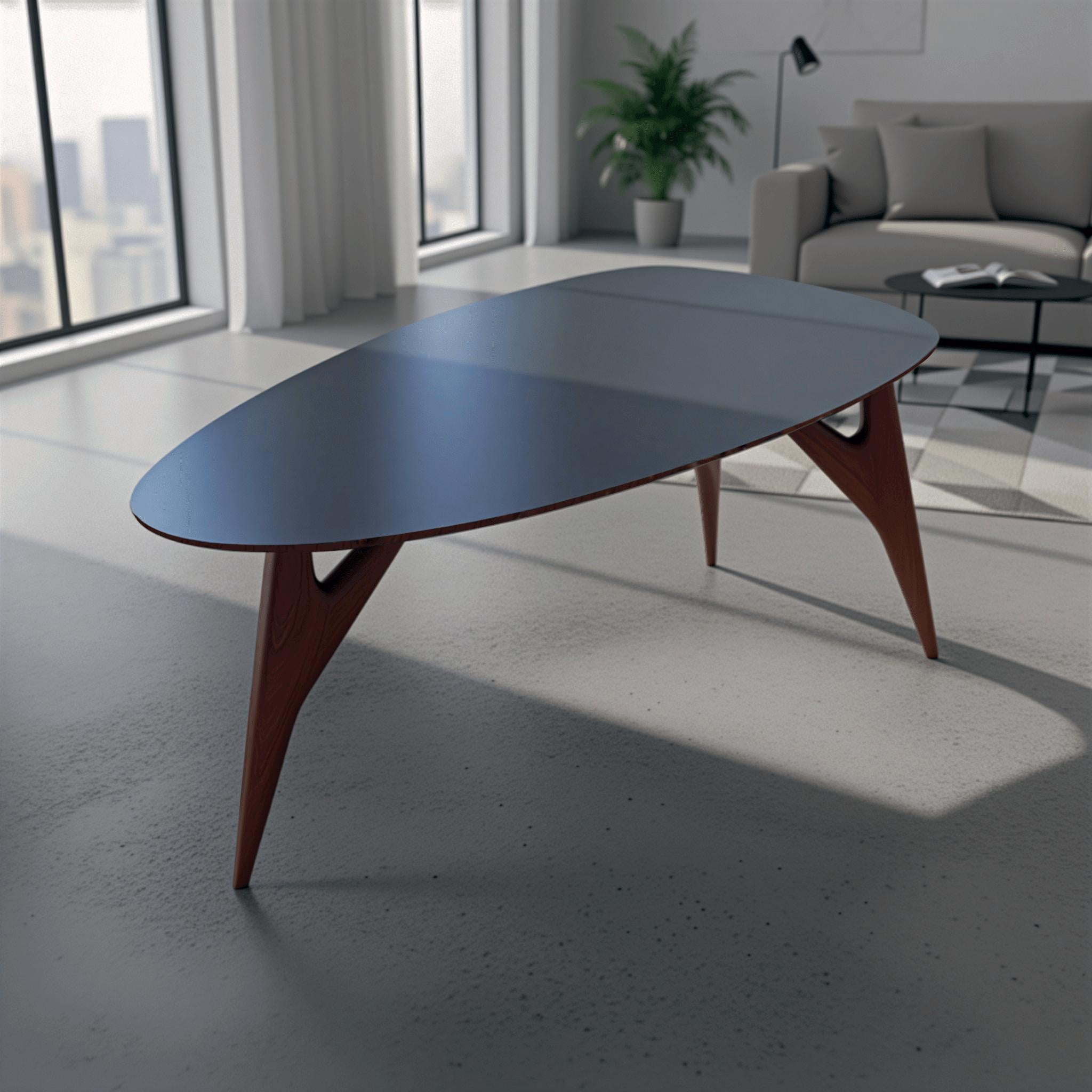 Ted One - Mesa de Comedor Contemporánea en Caoba Sapelli con Dua Gris Antracita Moderno en venta