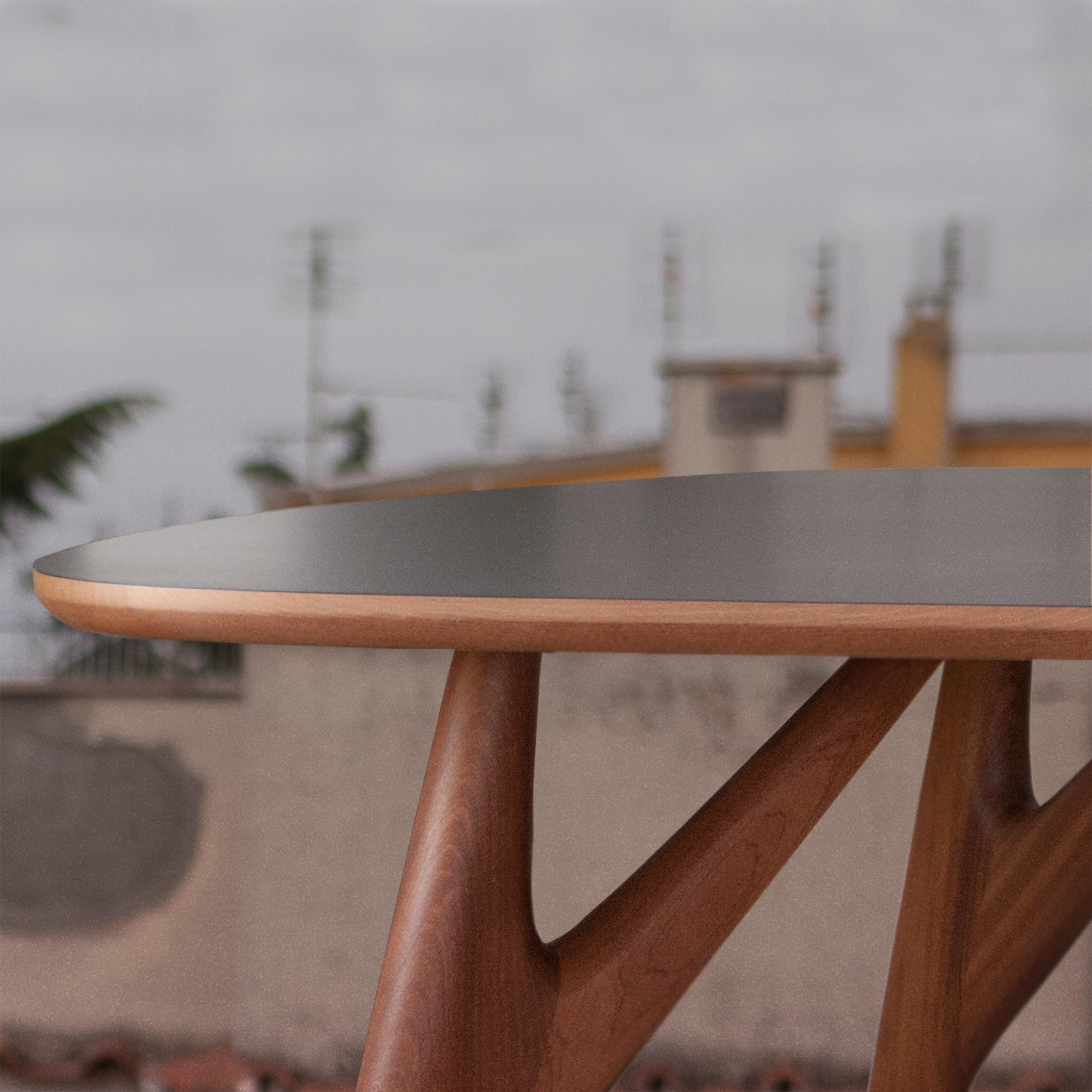 Ted One - Mesa de Comedor Contemporánea en Caoba Sapelli con Dua Gris Antracita Contemporáneo en venta