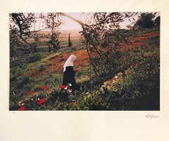 Vintage Color Photograph Nun, Mount Olives, Jerusalem Museum Ted Spiegel Photo