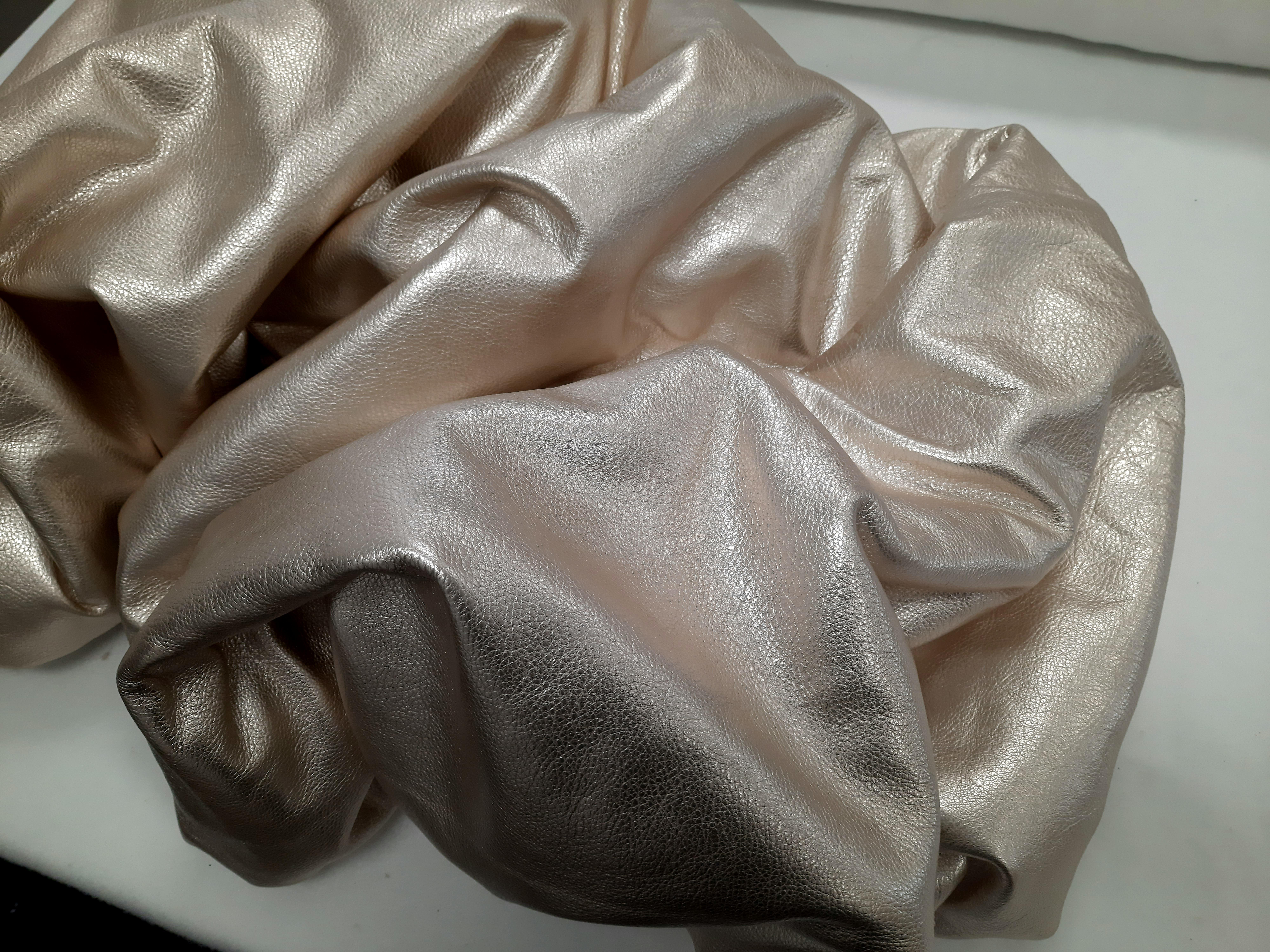 Drape Champagne 114 (folds pop slick metallic smooth leather wall sculpture art) For Sale 1