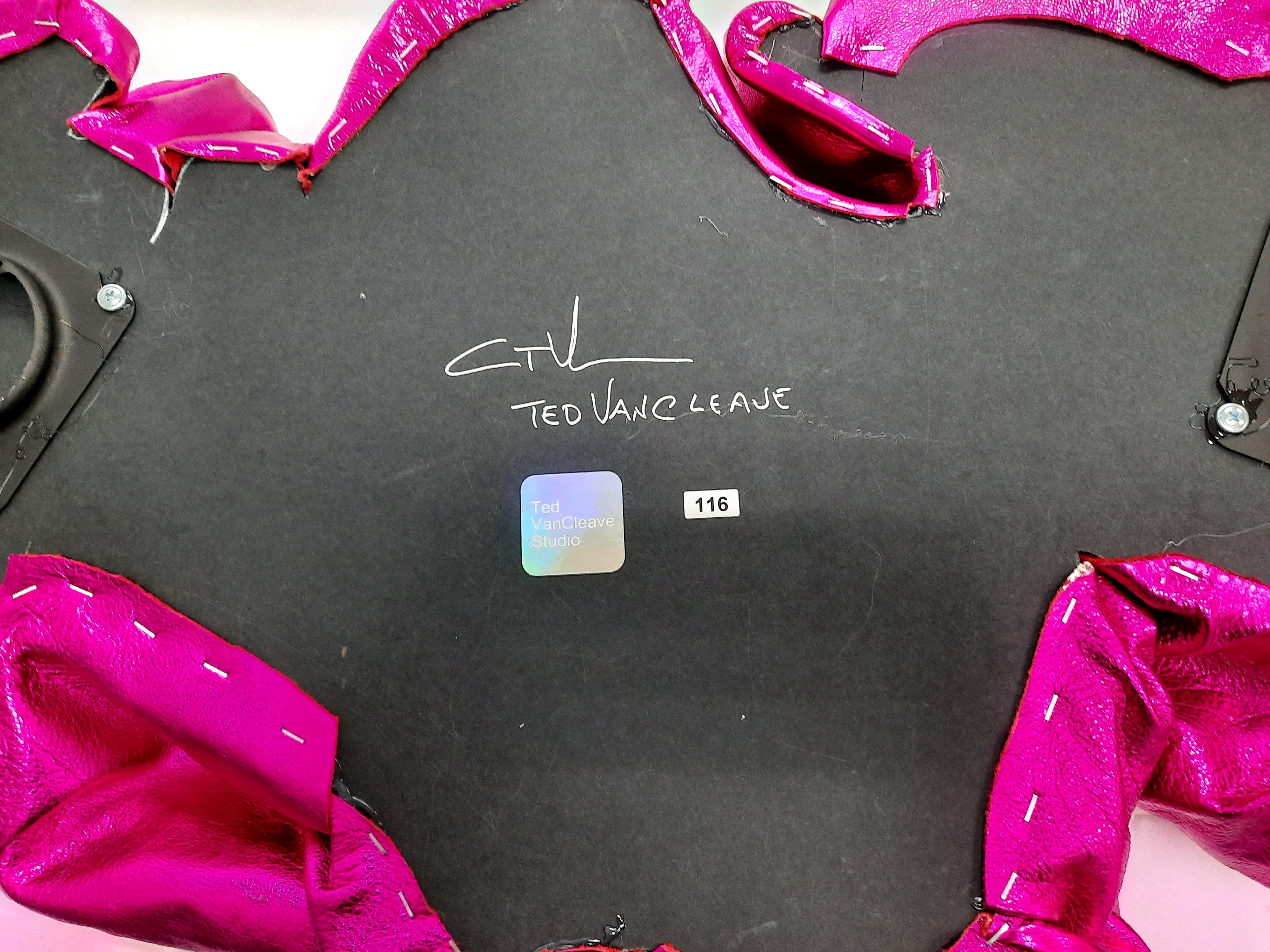 Drape deep pink 116 (folds magenta slick metallic smooth wall sculpture art) For Sale 2