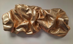 Drape Gold 113 (folds pop slick metallic smooth leather wall sculpture art)