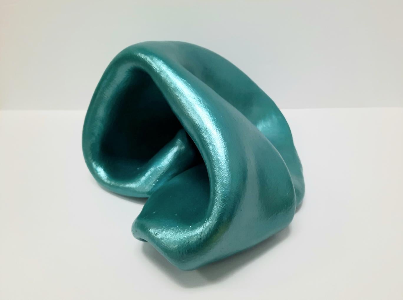Sinosity petite in Aqua (pop art teal metallic smooth slick sculpture abstract)