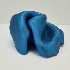 Sinuosity 125 blue (pop slick metallic smooth small table top sculpture art