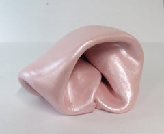 Sinuosity in bubblegum (metallic art, sculpture, abstract, pink, smooth, curvy)