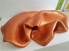 Sinuosity in Gold Orange (pop curvy slick metallic smooth small sculpture art)