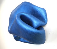 Sinuosity in mid blue (wall sculpture minimalist classic blue curvy art pedestal