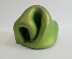 Sinuosity mini in Absinthe (pop green metallic smooth small sculpture abstract)