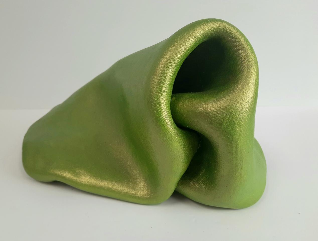 Sinuosity mini in Absinthe (pop green slick metallic smooth small sculpture 