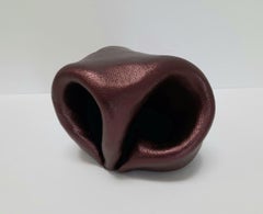 Sinuosity mini in Black Cherry (pop art metallic smooth small sculpture abstract