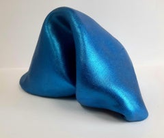 Sinuosity mini in Blutonium (pop blue slick metallic smooth small sculpture art)