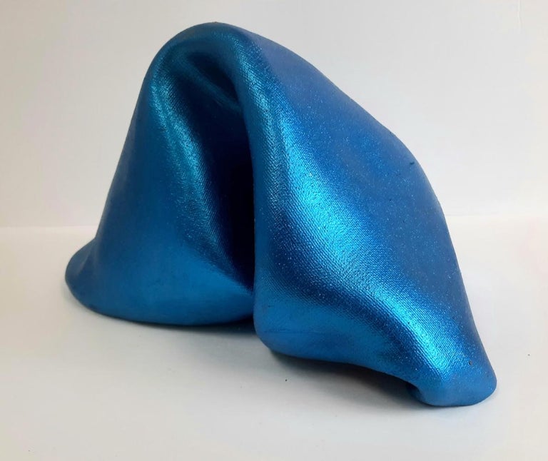 Sinuosity mini in Blutonium (pop blue slick metallic smooth small sculpture art) - Mixed Media Art by Ted VanCleave