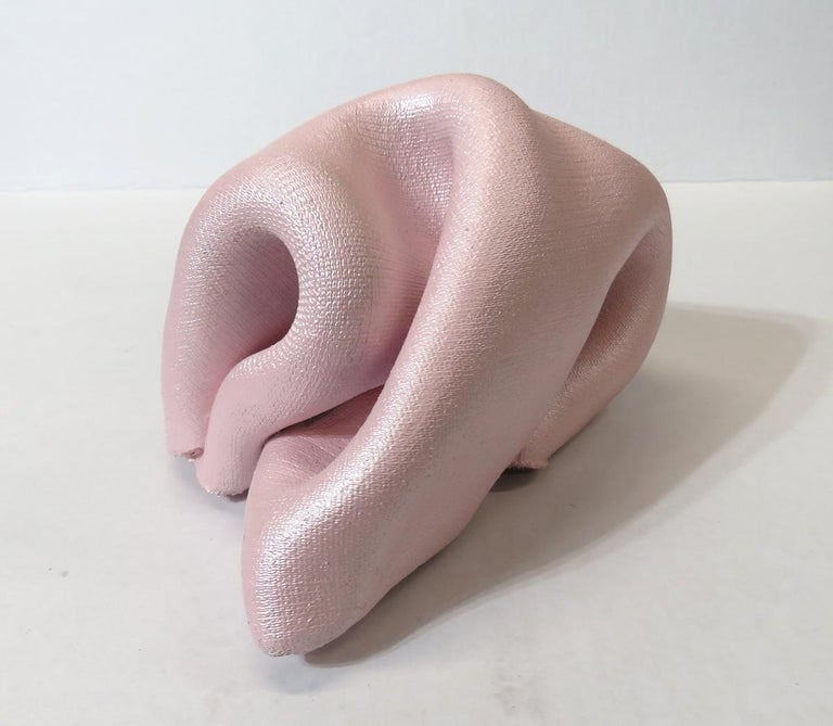 Ted VanCleave Abstract Sculpture - Sinuosity mini in bubblegum (pink, pastel, soft, curvy, small sculpture, smooth)