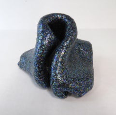 Sinuosity mini in ebony bling (curvy, small sculpture, black, metallic art)