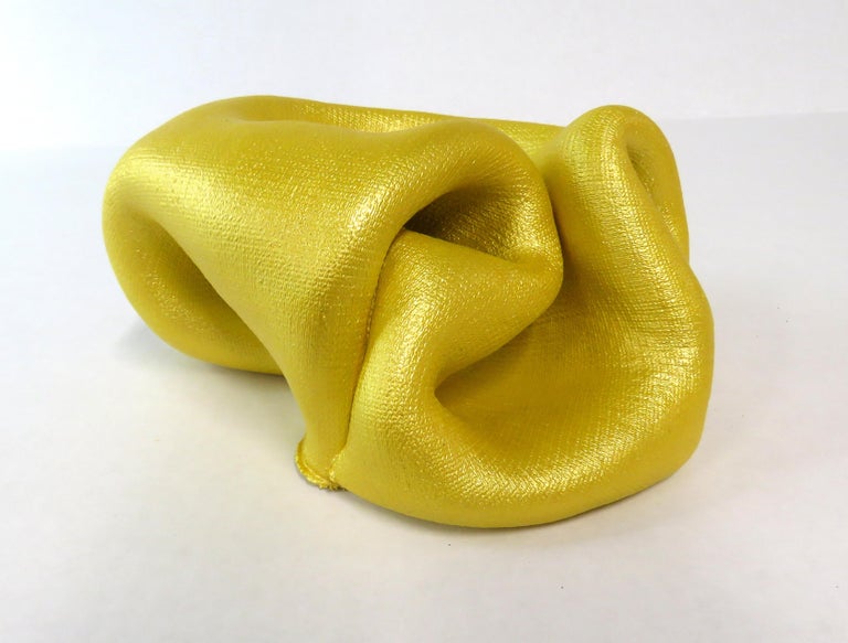 Ted VanCleave Abstract Sculpture - Sinuosity mini in lemon yellow (curvy, small sculpture, biomorphic, table-top)