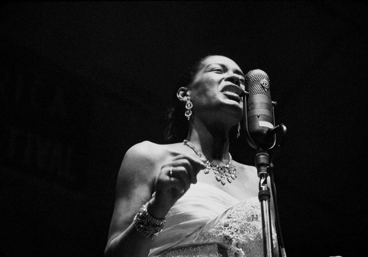 Ted Williams 
Billie Holiday
1948 (printed later)
Silver gelatin print
30 x 40 inches
Estate stamped and numbered edition 25
with certificate of authenticity

Billie Holiday on-stage in Chicago, 1950s

Ted Williams (1925-2009) first heard jazz on