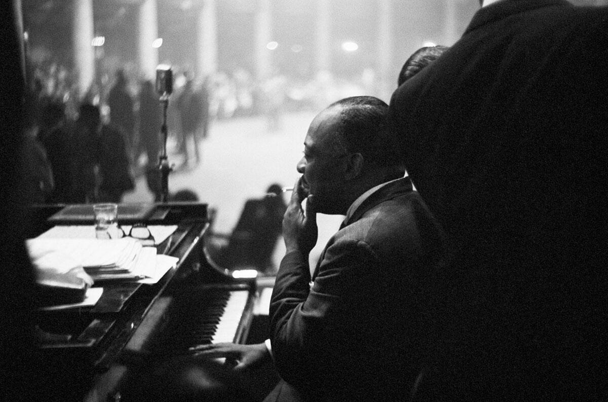 Ted Williams 
Count Basie
1950's (printed later)
Silver gelatin print
40 x 60 inches
Estate stamped and numbered edition 25
with certificate of authenticity

Count Basie at the Trianon Ballroom, Chicago, 1950s.

Ted Williams (1925-2009) first heard