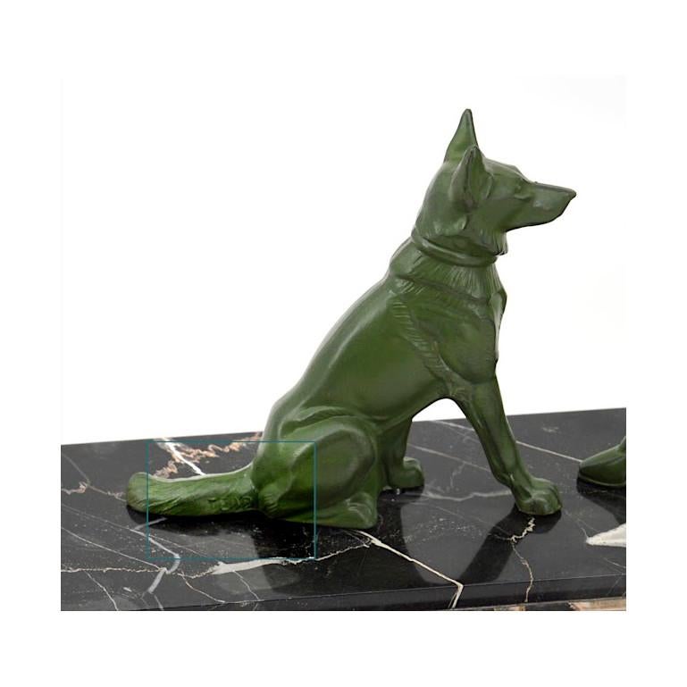 Tedd French Art Deco Sculpture, Lady and German Shepherd, 1930s In Good Condition In Saint-Amans-des-Cots, FR
