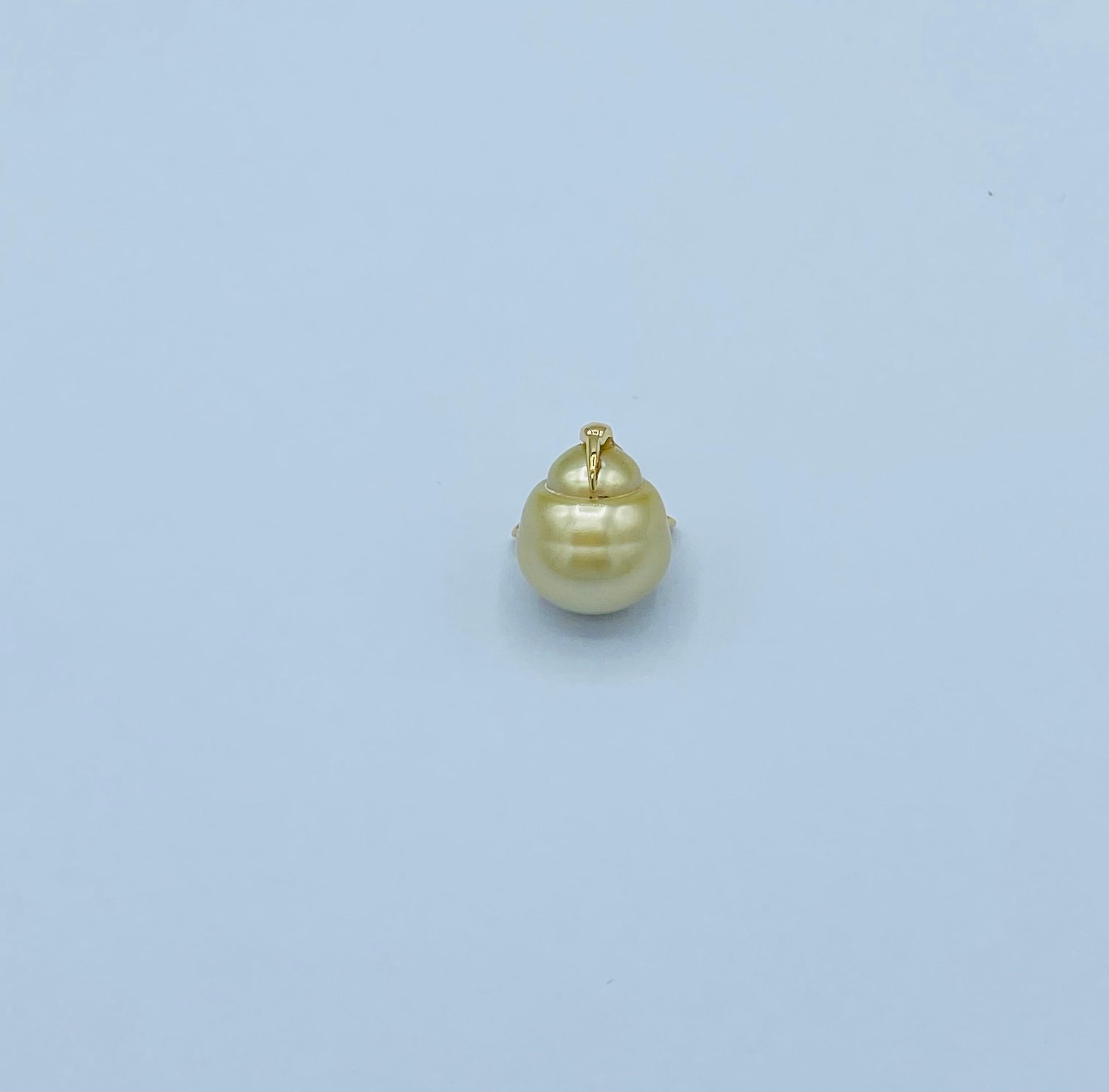 Collier avec pendentif en perles australiennes Teddy Bear en or 18 carats et diamants noirs Pour femmes en vente