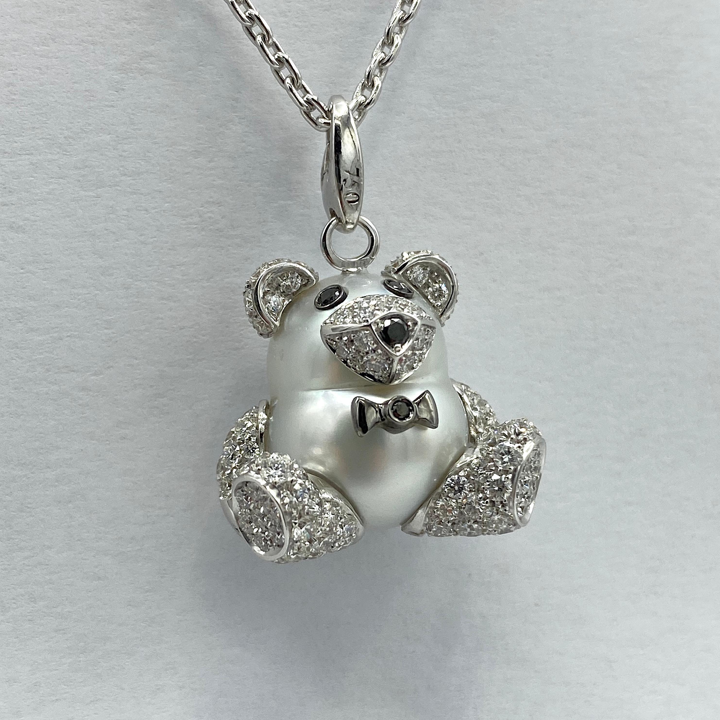 diamond teddy bear necklace